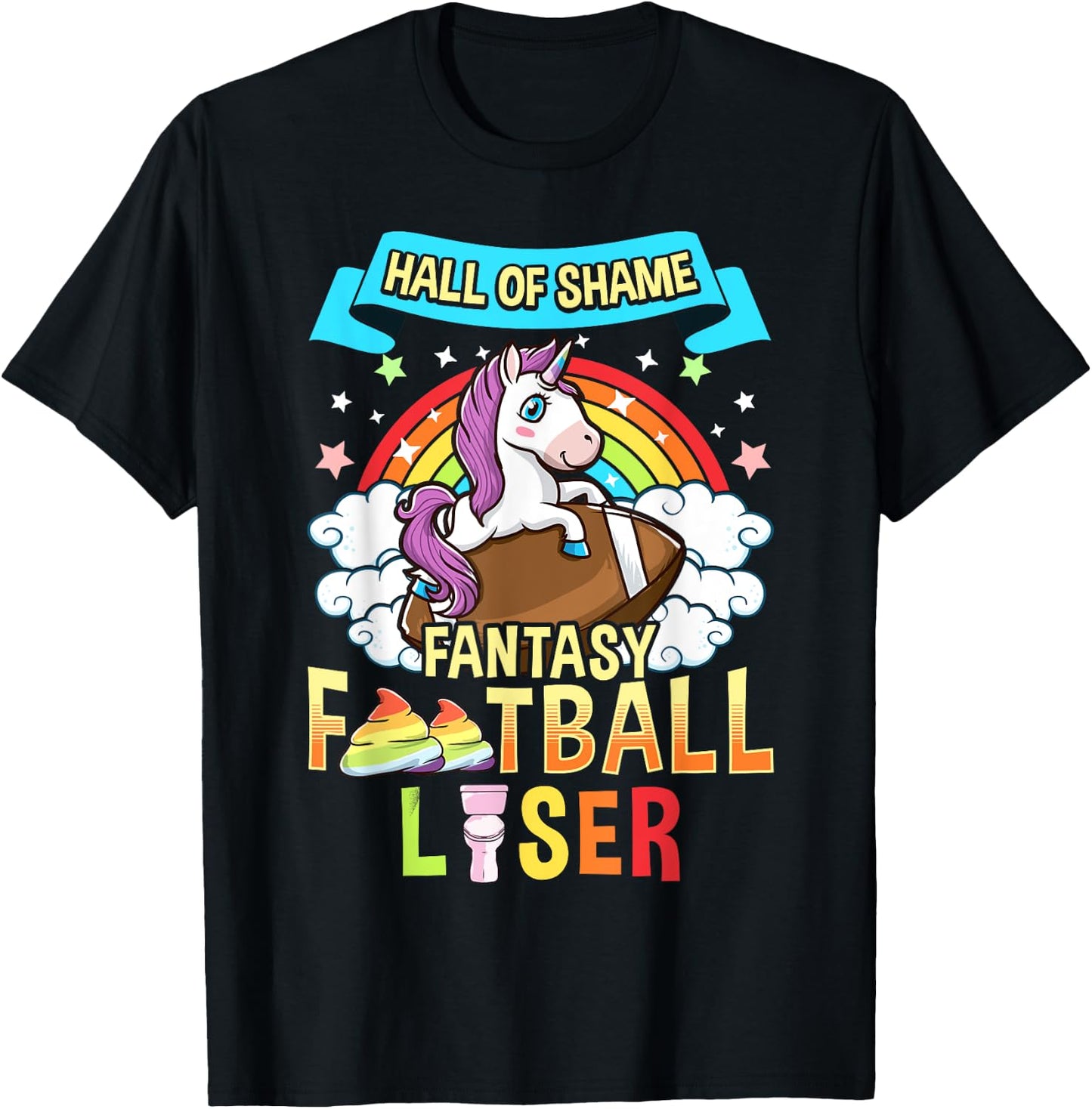 Fantasy Football Loser Last Place Funny Draft Party Unicorn T-Shirt - T-Shirt | Black