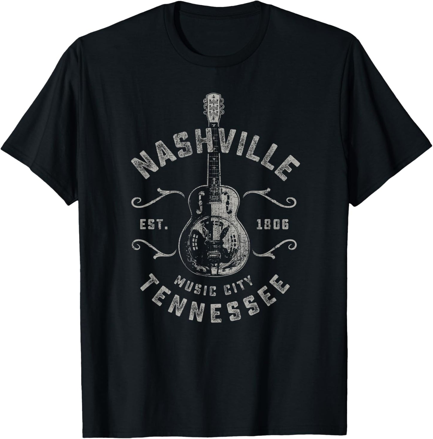 Nashville Music City USA Vintage T-Shirt - T-Shirt | Black