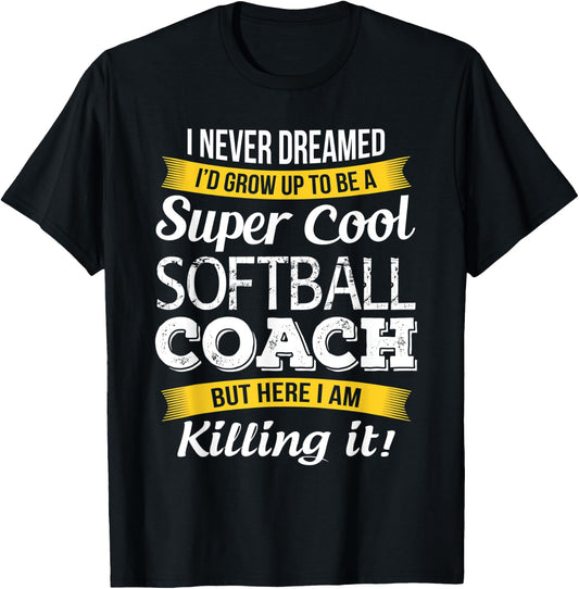 Softball Coach Shirt Thank You Appreciation Funny Gift T-Shirt - T-Shirt | Black
