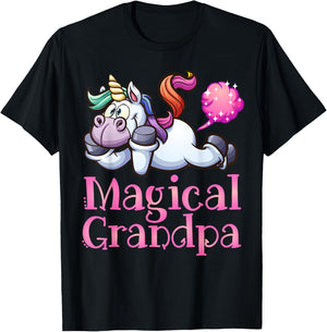 Funny Magical Grandpa, FARTING Rainbow Unicorn, Magic Gift T-Shirt - T-Shirt | Black