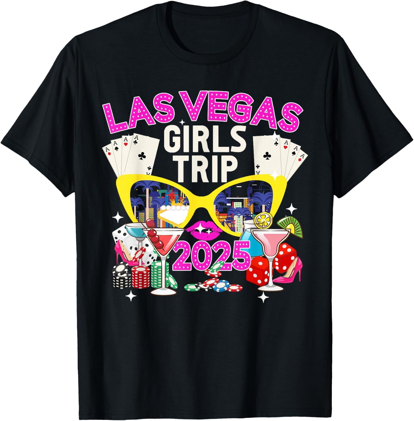 Las Vegas Girls Trip 2025 Las Vegas Girls Vacation Travel T-Shirt - T-Shirt | Black