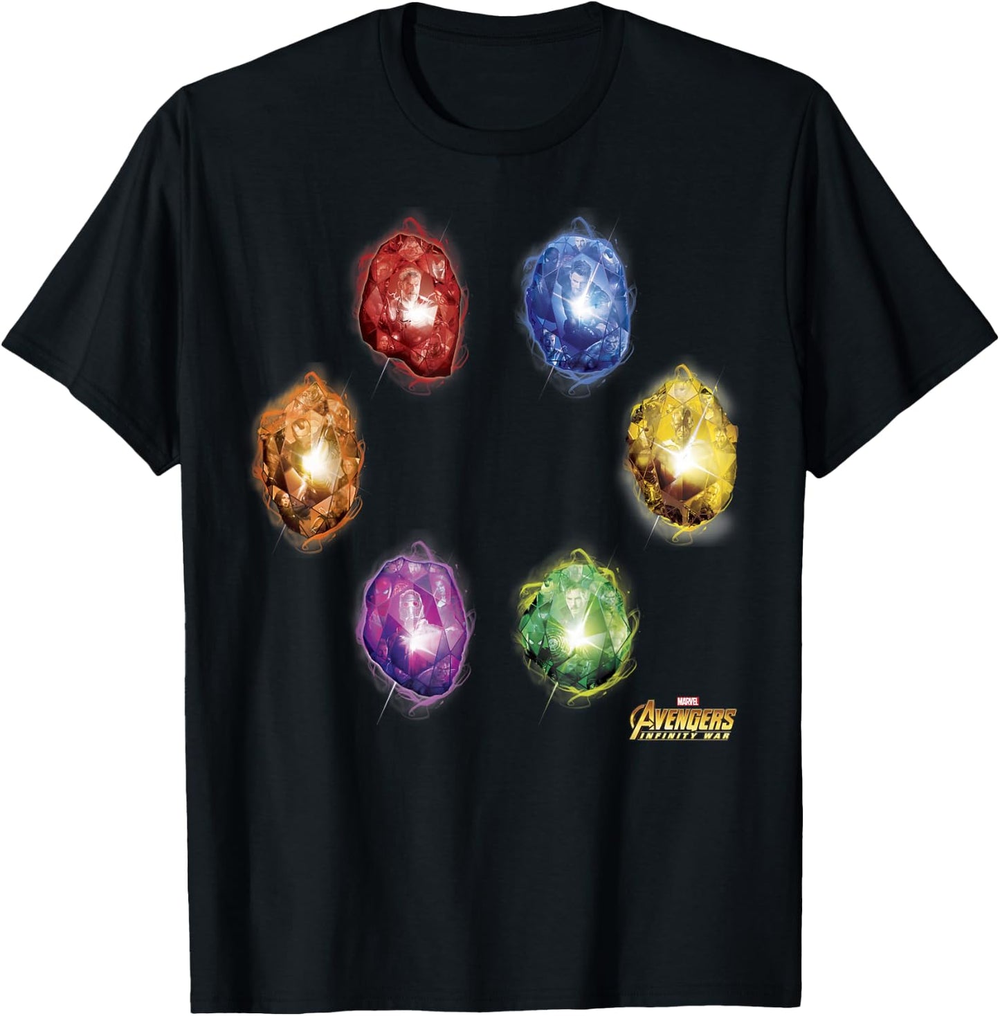 Marvel Avengers Infinity War Stones Glow Graphic T-Shirt - T-Shirt | Black