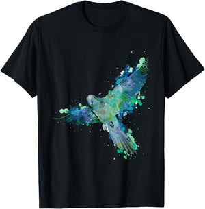 Watercolor Parrot T Shirt | Gift Parakeet Lovers Macaw T-Shirt - T-Shirt | Black