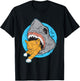 Shark Eating Kitty Cat Design T-Shirt - T-Shirt | Black