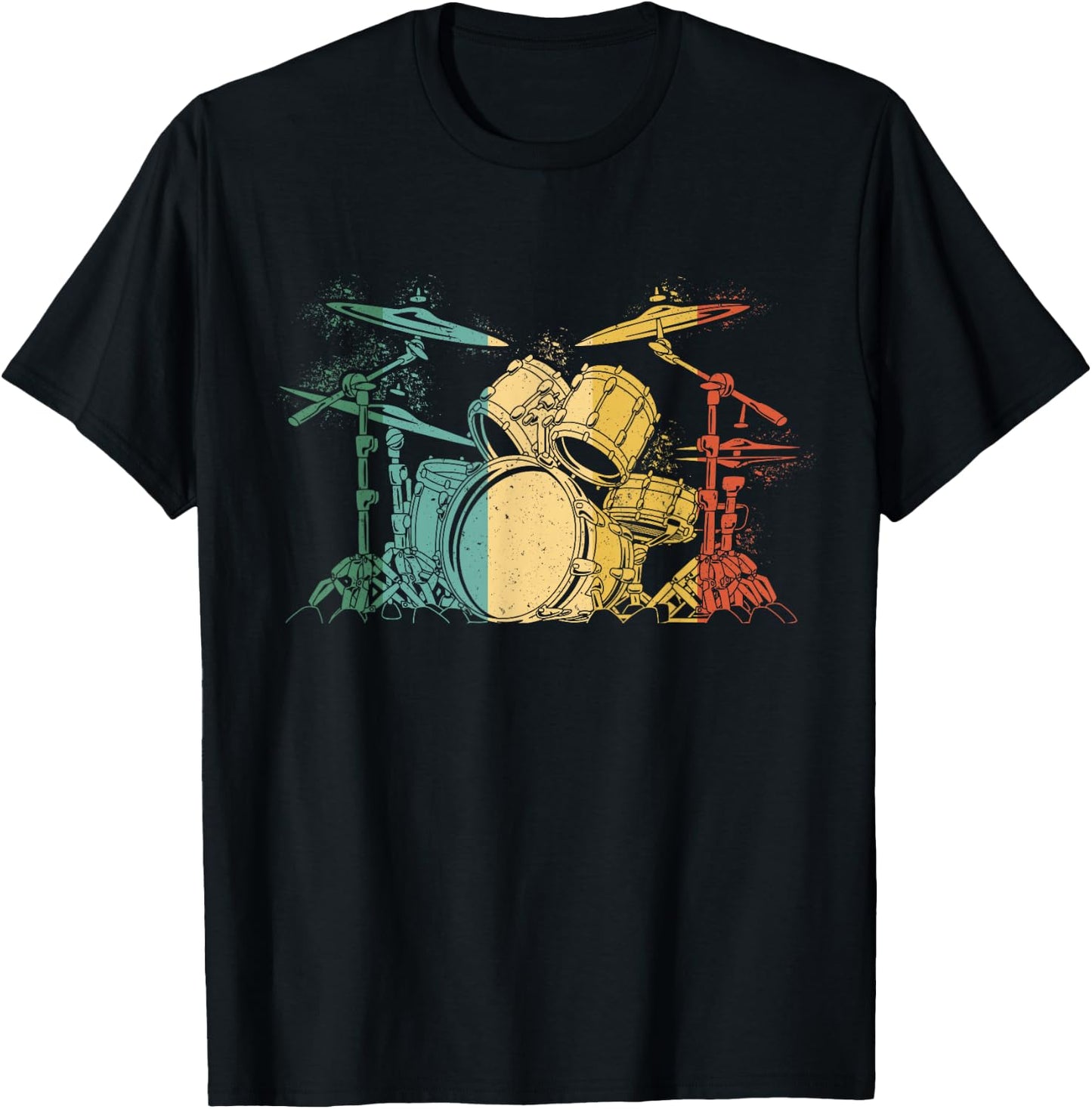 Drummer Retro Vintage Drum Set Drummers Men Drumming T-Shirt - T-Shirt | Black