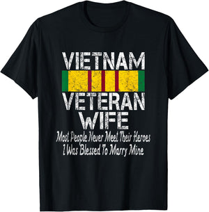 Retro Vietnam Veteran Wife Gift T-Shirt - T-Shirt | Black