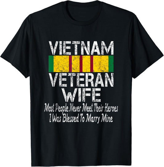 Retro Vietnam Veteran Wife Gift T-Shirt - T-Shirt | Black