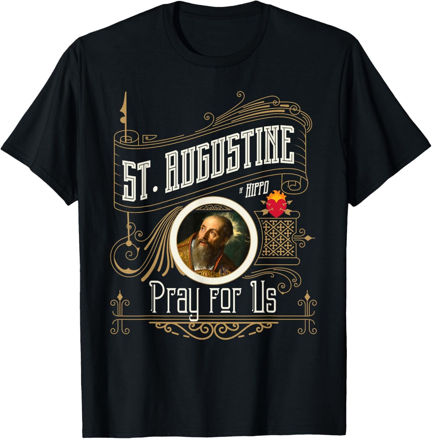 St. Augustine of Hippo Pray for Us City God Catholic T-Shirt - T-Shirt | Black