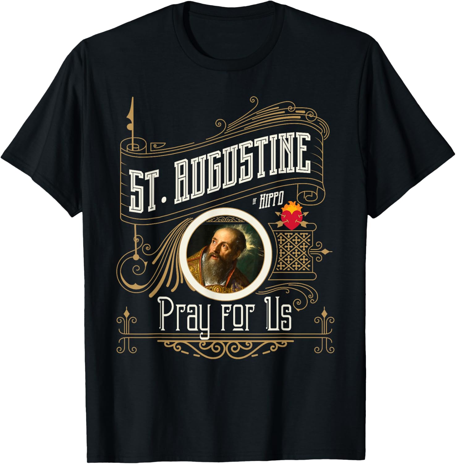 St. Augustine of Hippo Pray for Us City God Catholic T-Shirt - T-Shirt | Black