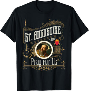 St. Augustine of Hippo Pray for Us City God Catholic T-Shirt - T-Shirt | Black