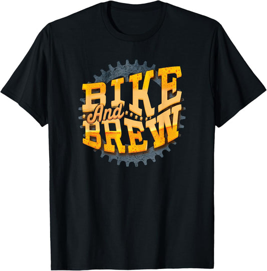 Bike And Brew | Biking Shirt Funny Bike Beer Shirt T-Shirt - T-Shirt | Black