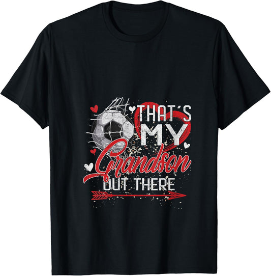 That's My Grandson Out There Soccer Grandma Mama Mothers Day V-Neck T-Shirt - T-Shirt | Black
