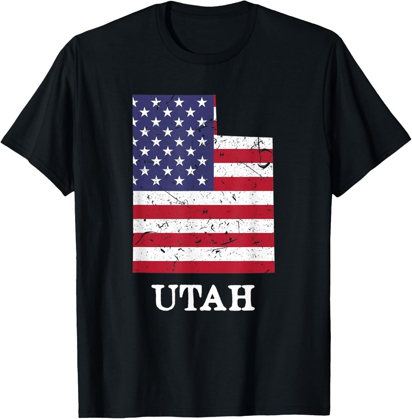 Utah Map State American Flag Shirt 4th Of July Pride Kids Men T-Shirt - T-Shirt | Black