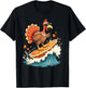 Cool Hawaiian Surfer Turkey Surfing Pumpkin Pie Thanksgiving T-Shirt - T-Shirt | Black