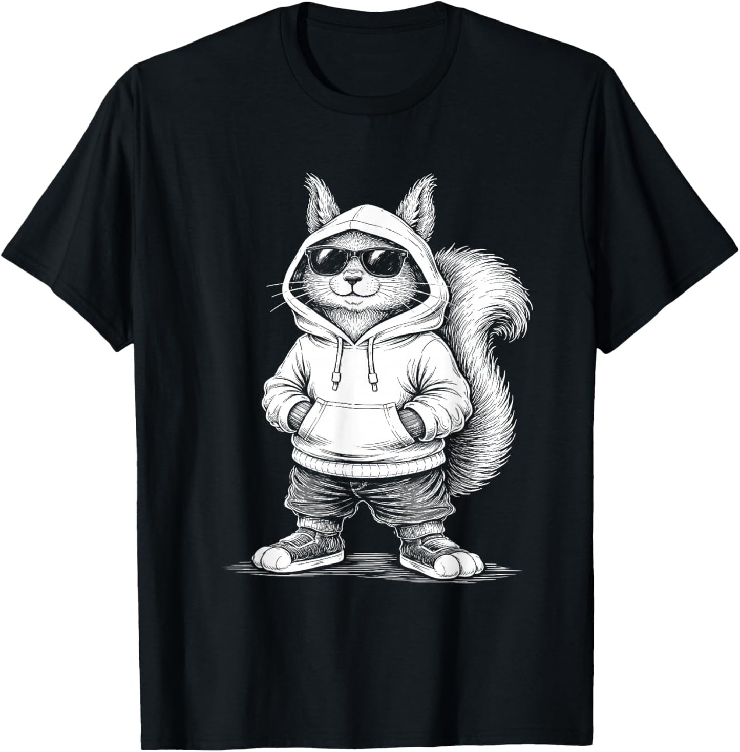 Cool Squirrel with Sunglasses Street Style T-Shirt - T-Shirt | Black