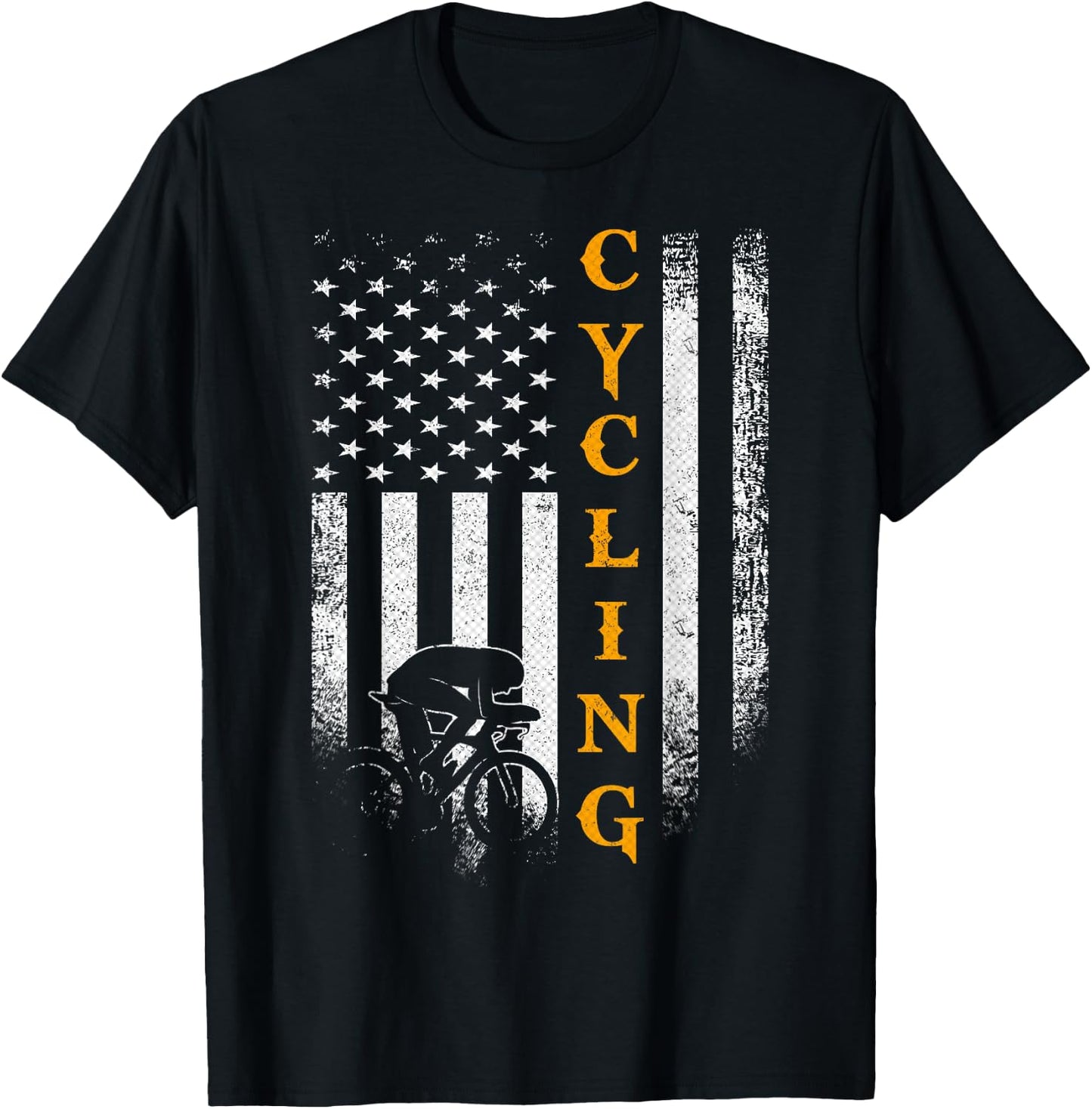 Vintage USA Cycling Player American Flag Bicycle Funny Gift T-Shirt - T-Shirt | Black