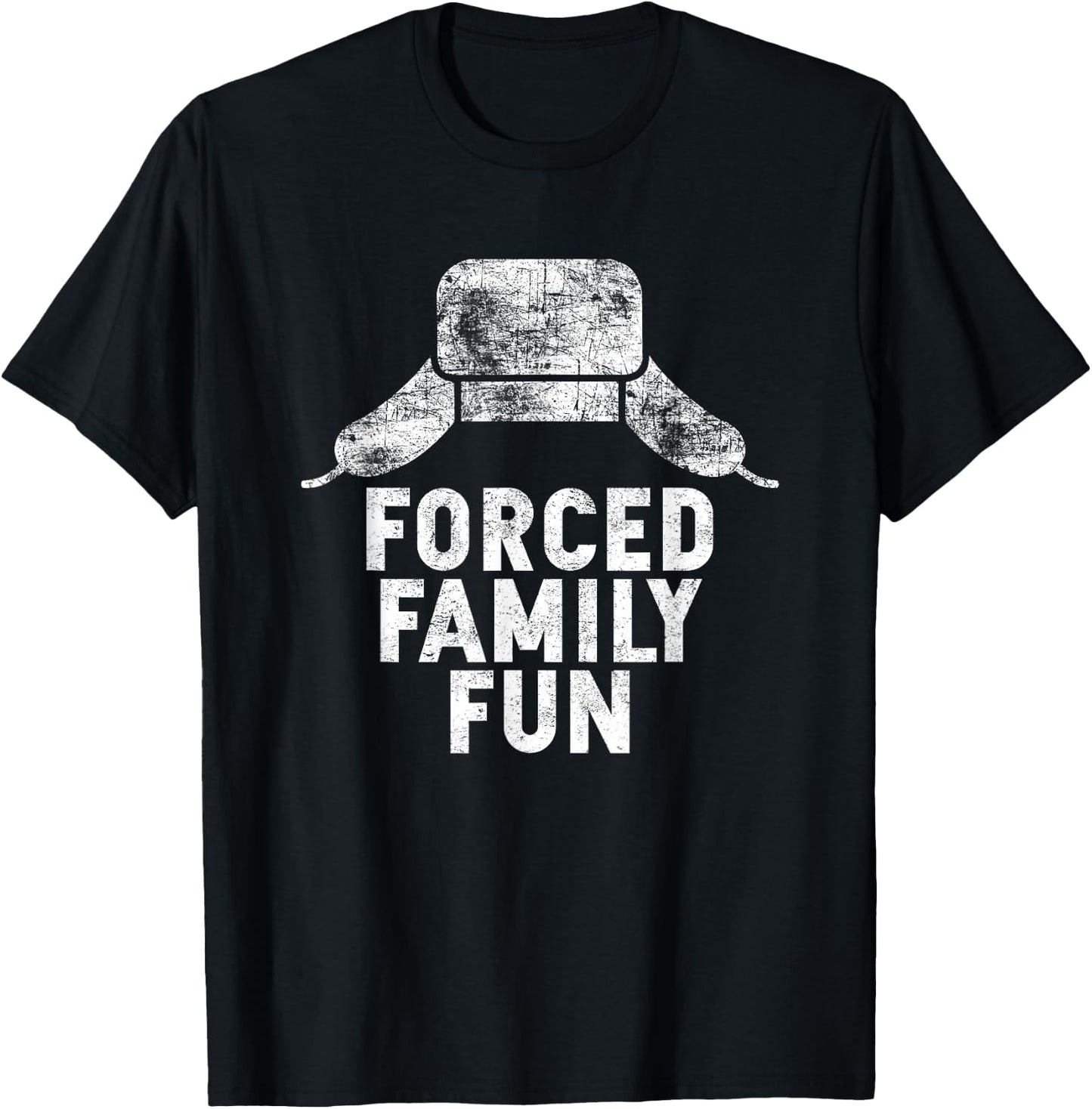 Forced Family Fun Holiday Apparel and Gift -Adults Red Thanksgiving T-Shirt - T-Shirt | Black