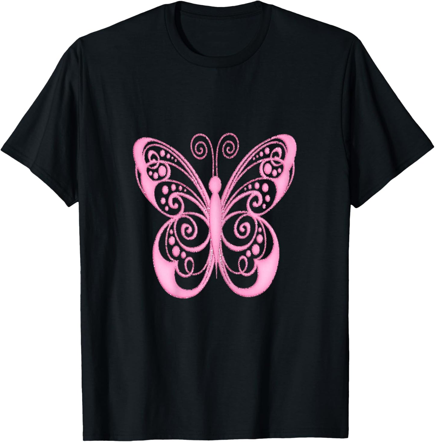 Pretty Pink Butterfly T-Shirt - T-Shirt | Black