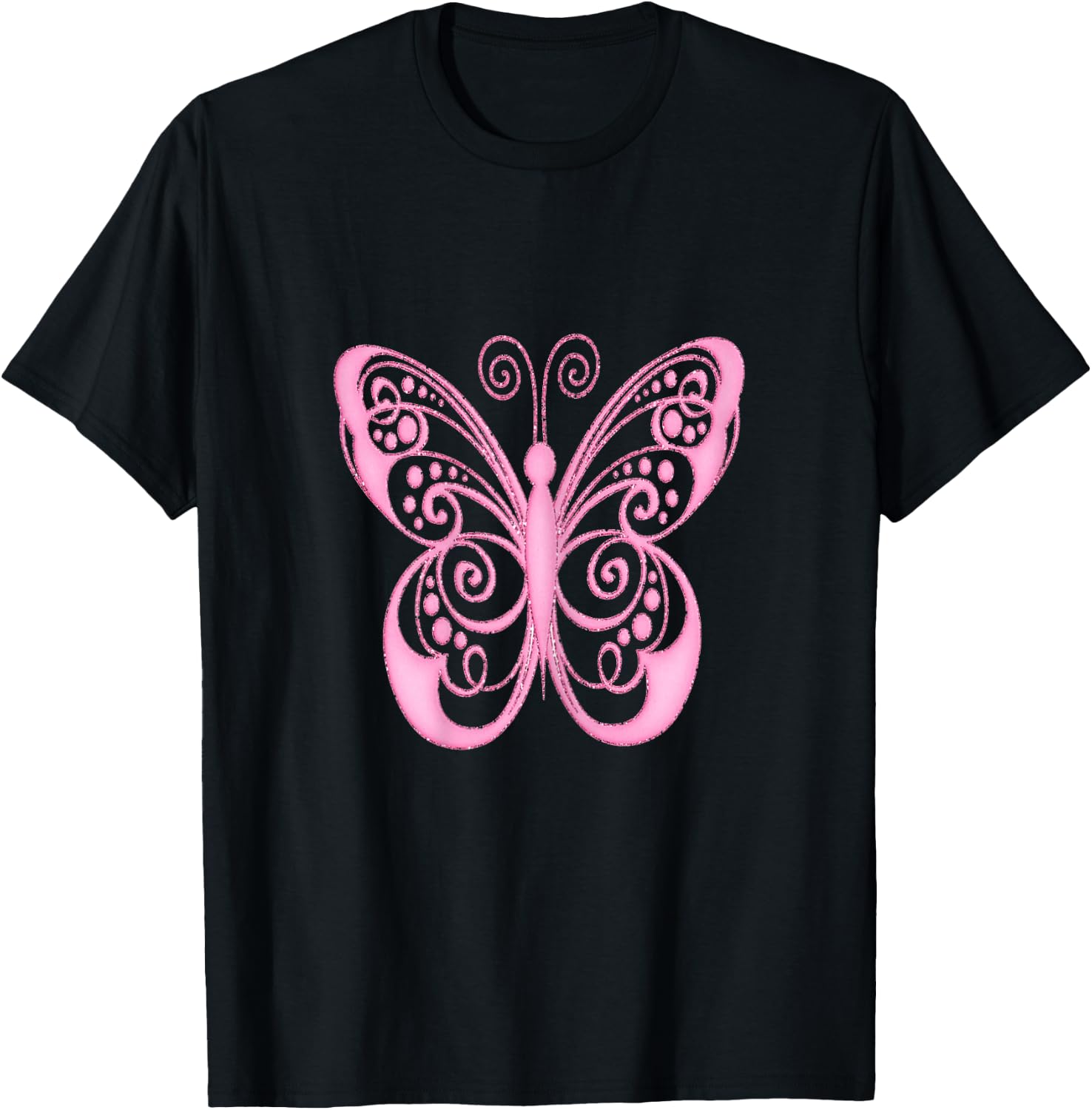 Pretty Pink Butterfly T-Shirt - T-Shirt | Black