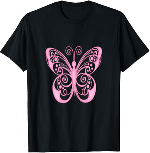 Pretty Pink Butterfly T-Shirt - T-Shirt | Black