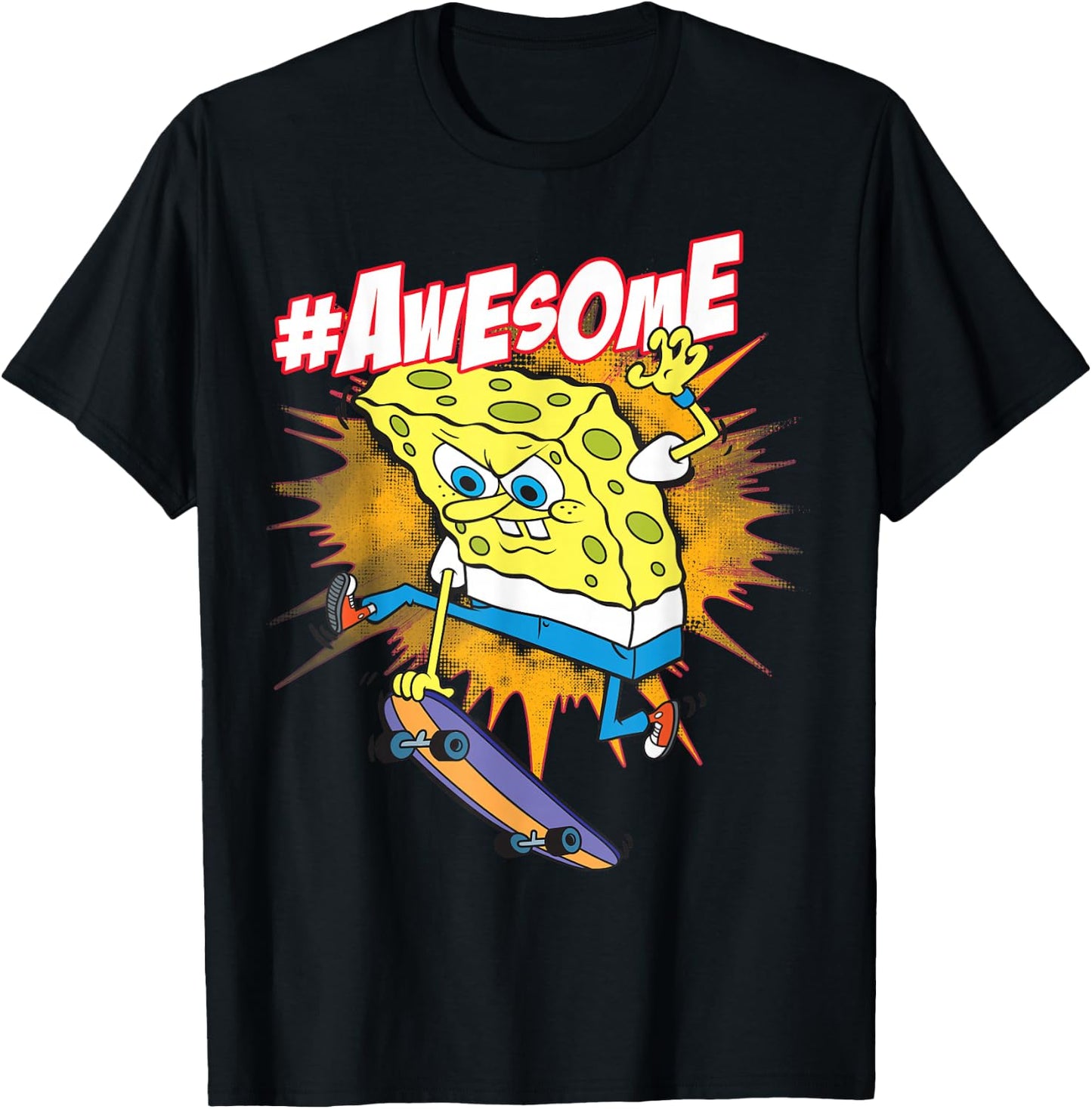 Spongebob SquarePants Awesome Skateboard Trick T-Shirt - T-Shirt | Black