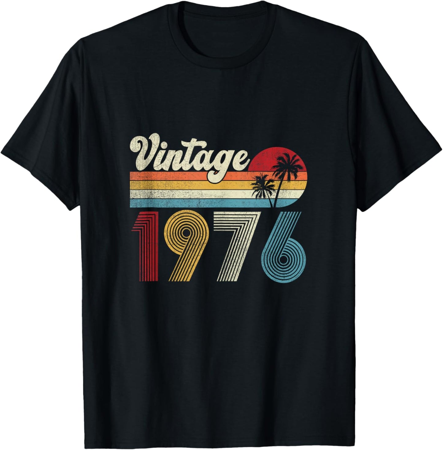 Vintage Born in 1976 Retro 50th Birthday Gifts 50 Years Old T-Shirt - T-Shirt | Black