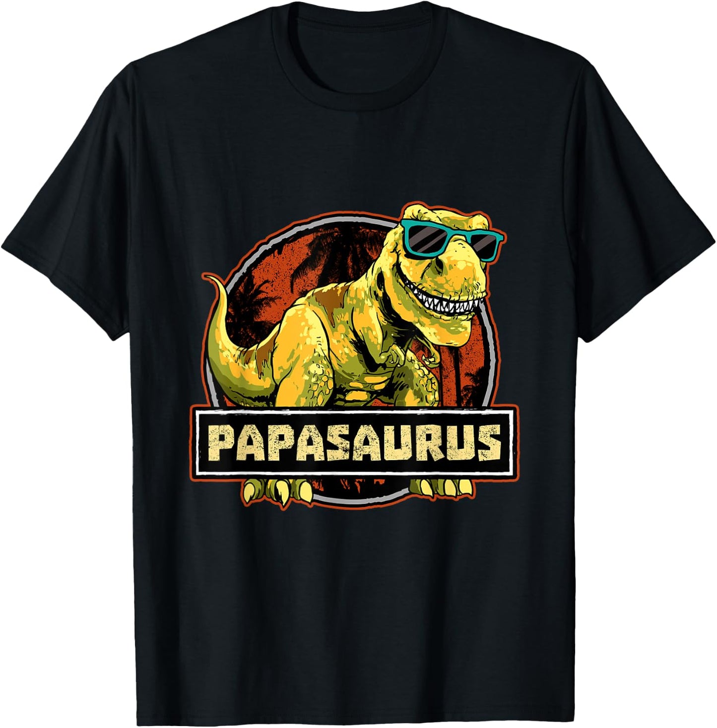 Papasaurus Dad T-Rex Dinosaur Birthday Matching T-Shirt - T-Shirt | Black