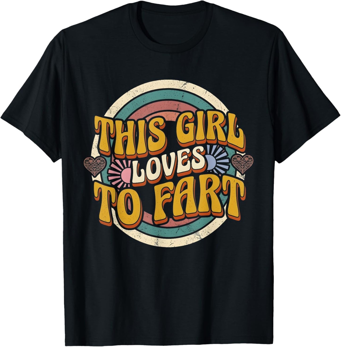 Retro This Girl Loves to Fart Vintage 70s Groovy Graphic T-Shirt - T-Shirt | Black