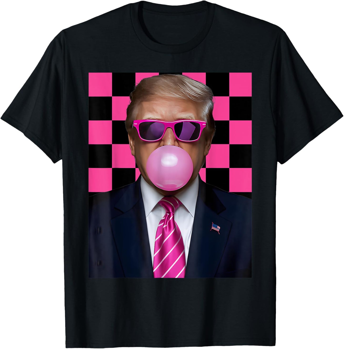Pink Sunglasses Trump Bubble Gum Shirt 2024 Vote President T-Shirt - T-Shirt | Black