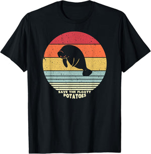 Save The Floaty Potatoes Shirt. Retro Manatees T-Shirt - T-Shirt | Black