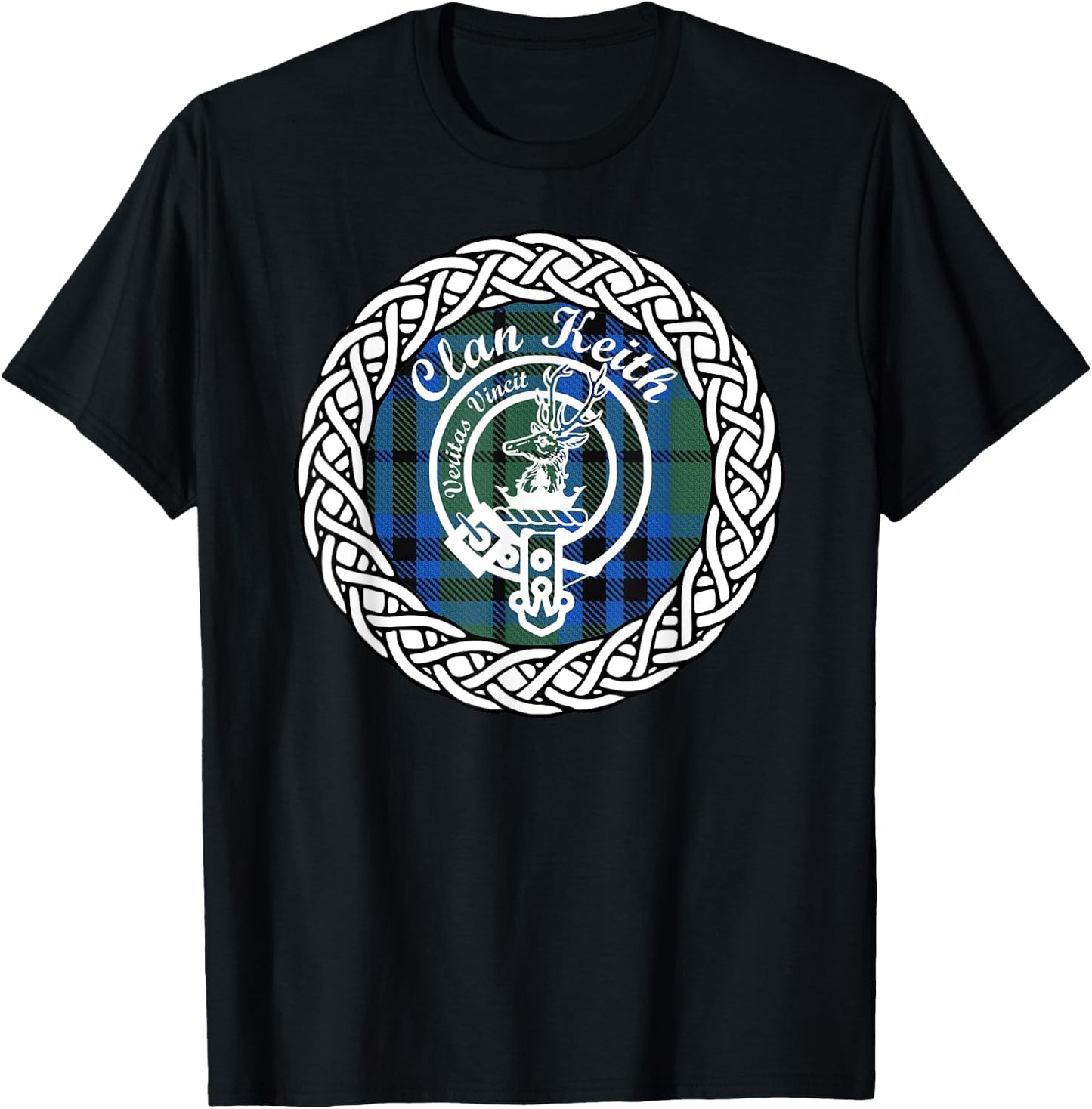 Keith surname last name Scottish Clan tartan badge crest T-Shirt - T-Shirt | Black