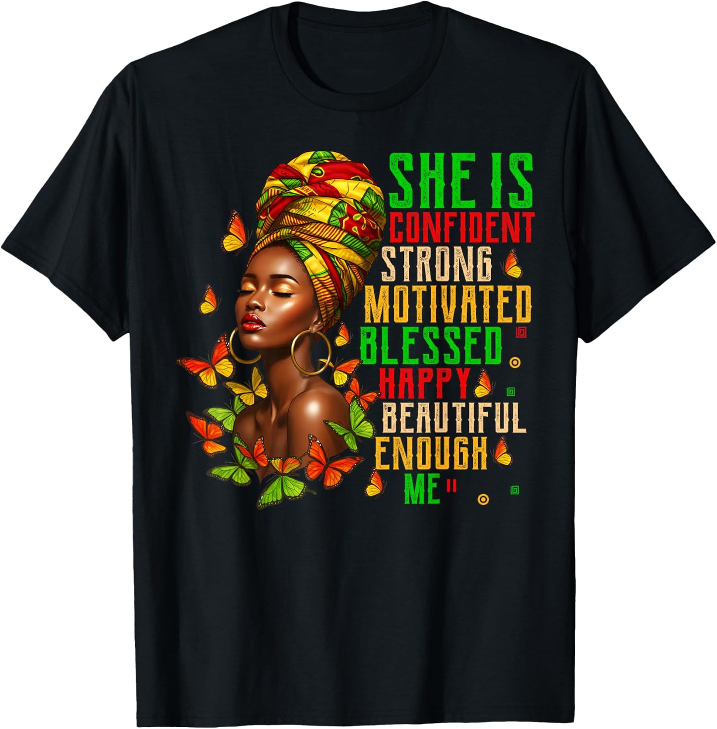 She Is Strong Educated Blessed Black History Women Girls T-Shirt - T-Shirt | Black