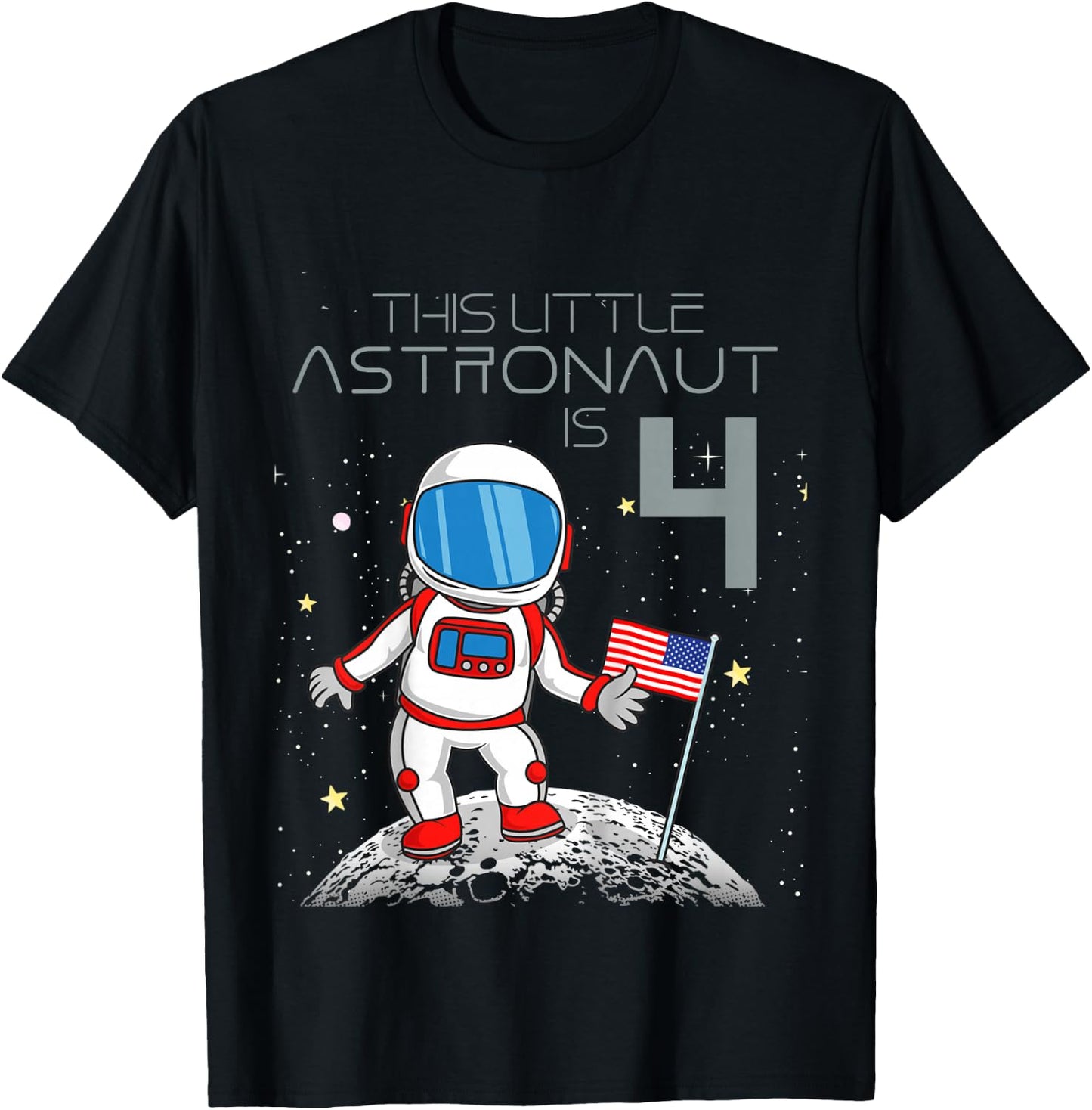 Kids 4th Birthday Astronaut Shirt Boys Gift 4 Year Old Space Geek T-Shirt - T-Shirt | Black