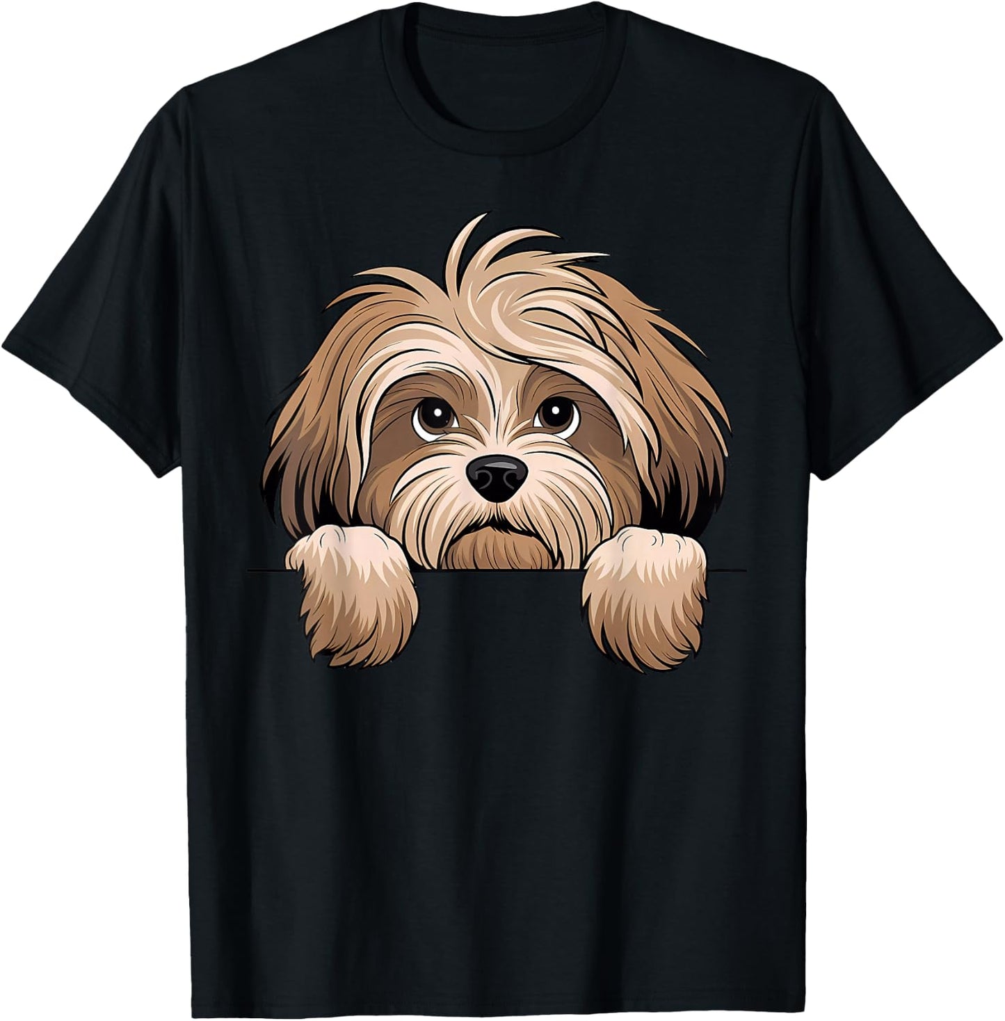 Cute Havanese Peeking Puppy Dog Lover Funny T-Shirt - T-Shirt | Black