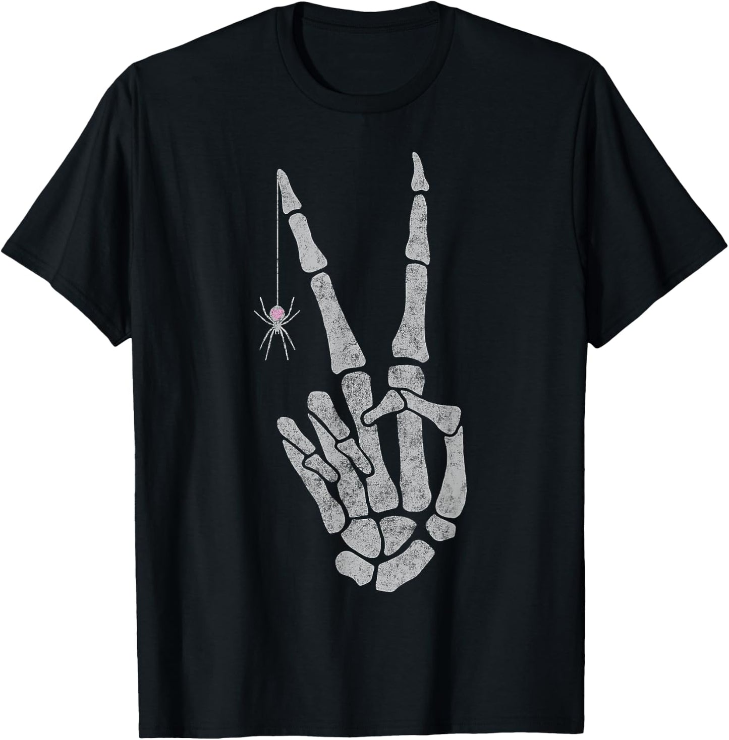Skeleton Hands Peace Sign T-Shirt - T-Shirt | Black