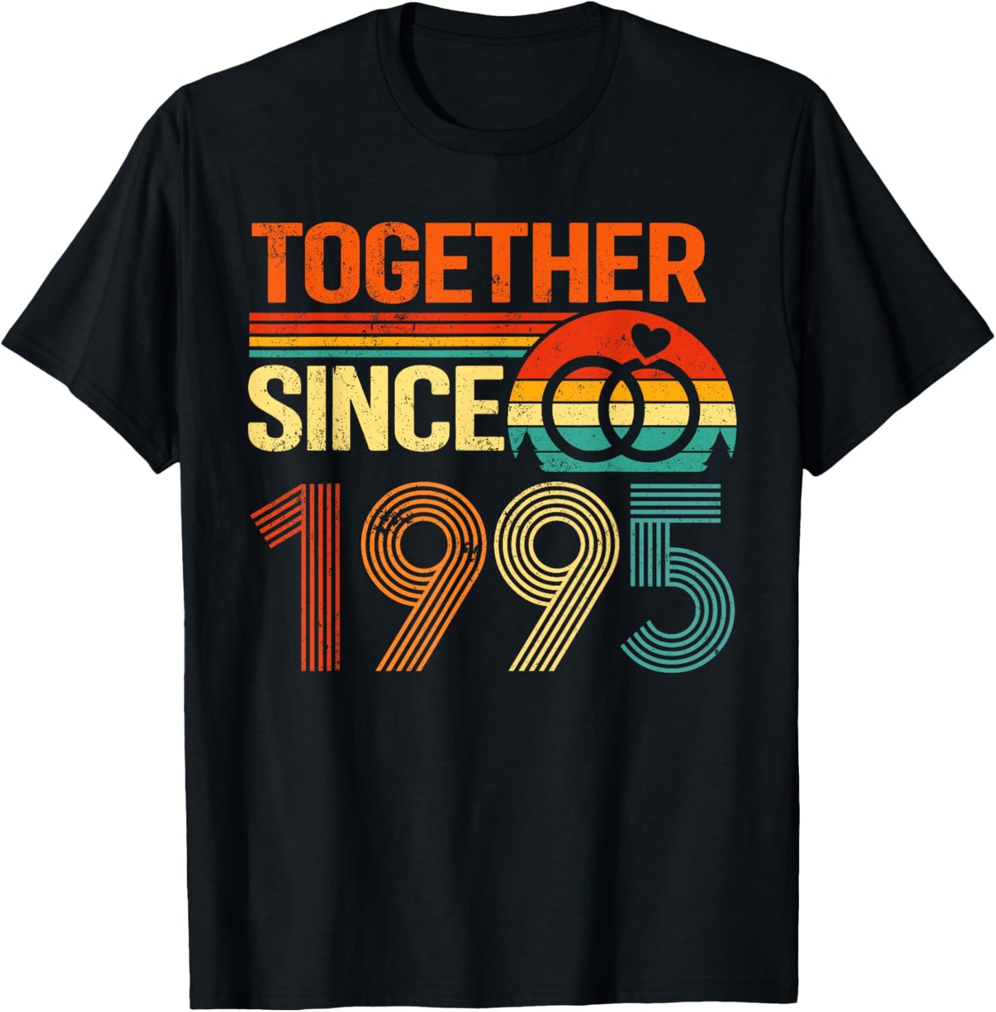 Together Since 1995 Retro Vintage 31st Wedding Anniversary T-Shirt - T-Shirt | Black