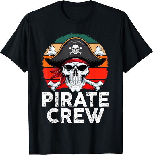 Kids Boys Pirate Crew Birthday Party Supplies Group Matching T-Shirt - T-Shirt | Black