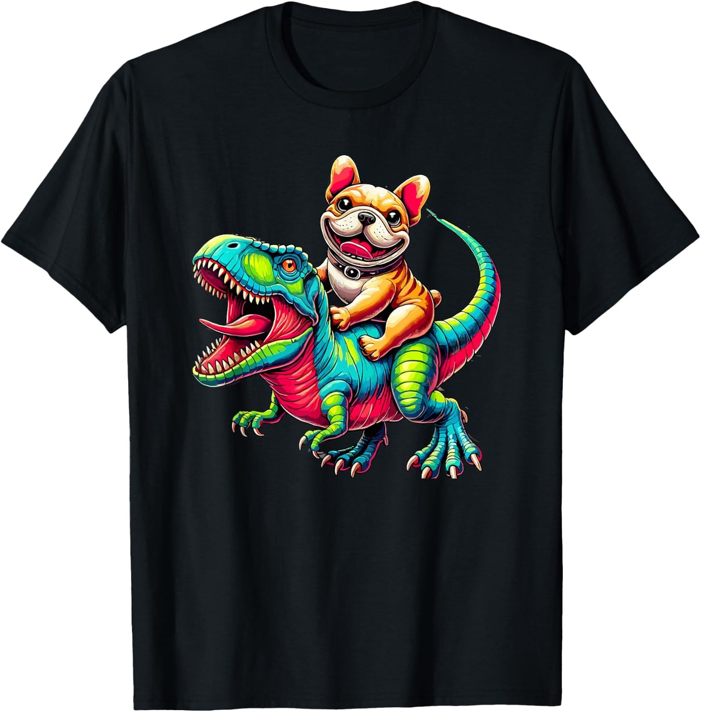Dinosaur T-Rex French Bulldog Tyrannosaurus Rex Frenchie Women Kids T-Shirt - T-Shirt | Black