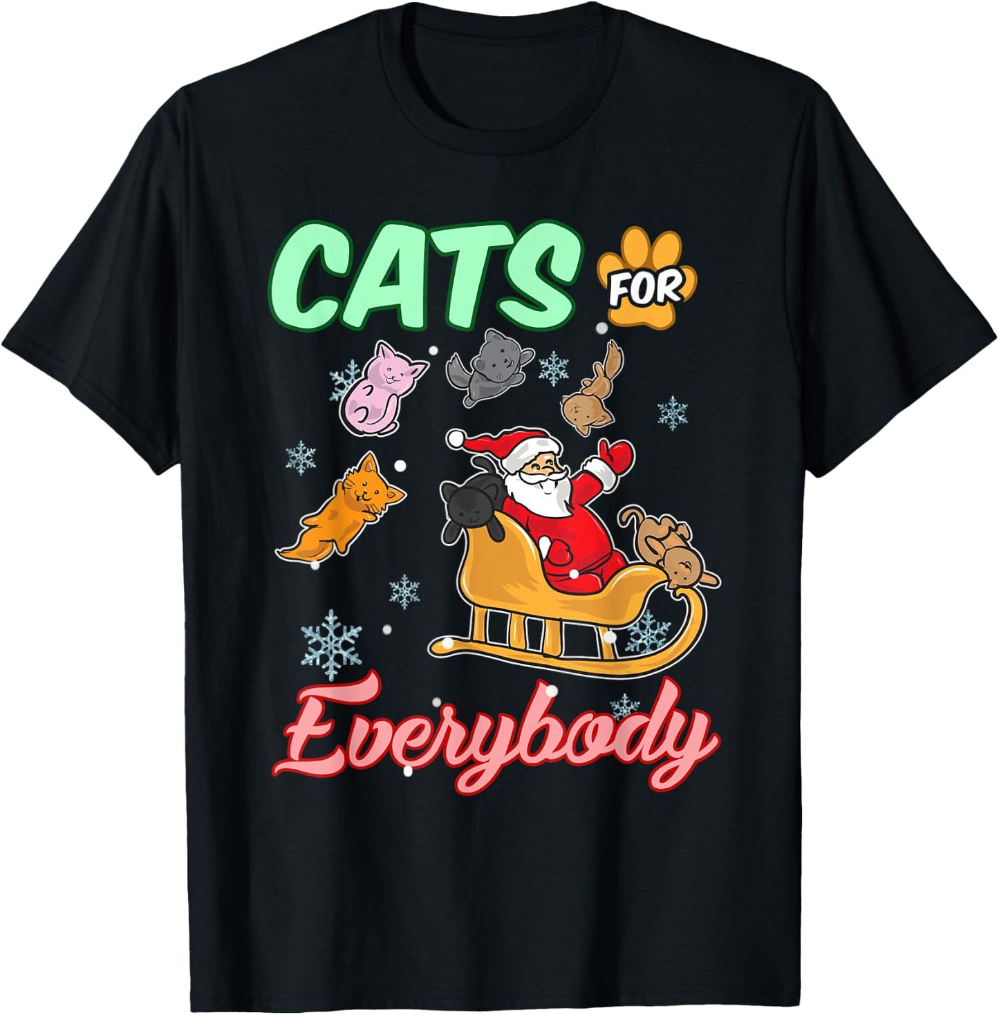 Cats for Everyone Santa Christmas T-Shirt - T-Shirt | Black