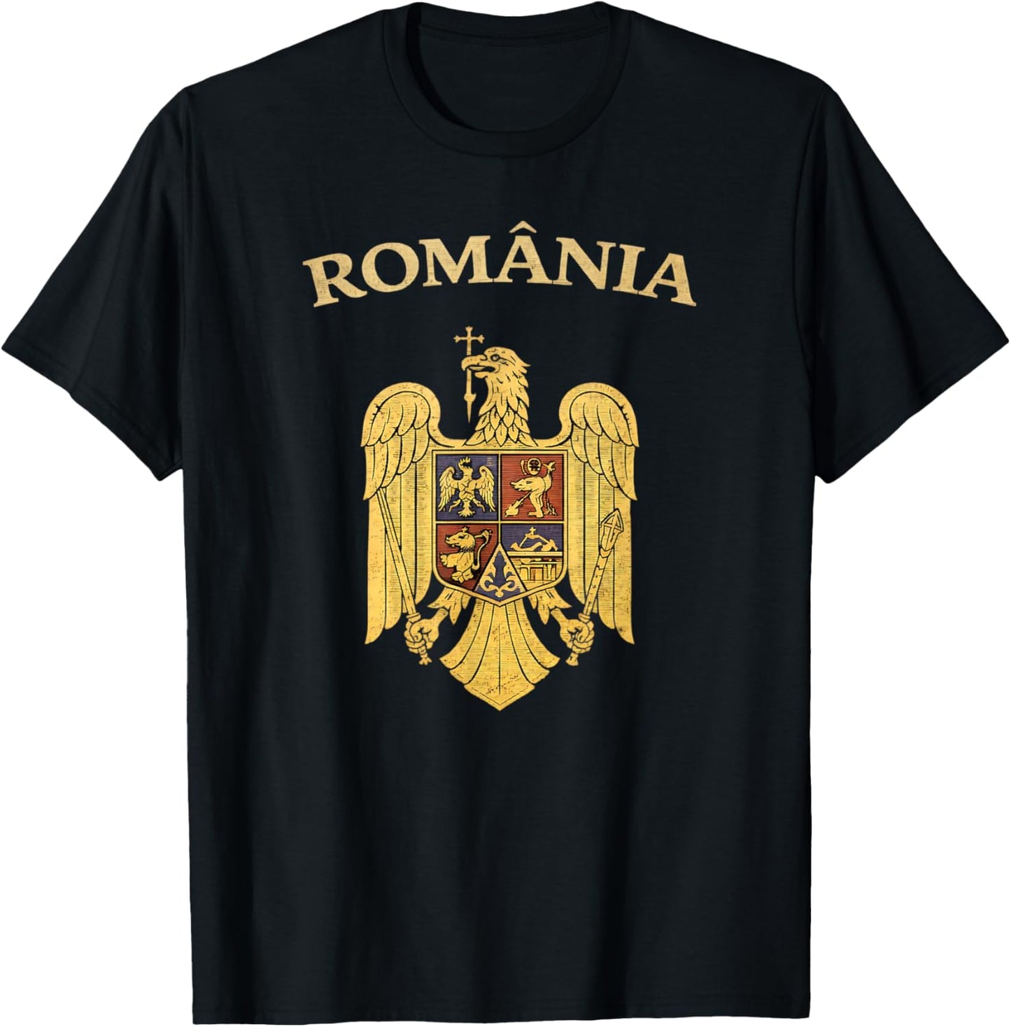 Romania Vintage Eagle Heritage Romanian Pride T-Shirt - T-Shirt | Black