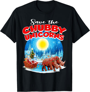 Chubbies Shirt Men Save The Chubby Unicorns Rhino Christmas T-Shirt - T-Shirt | Black