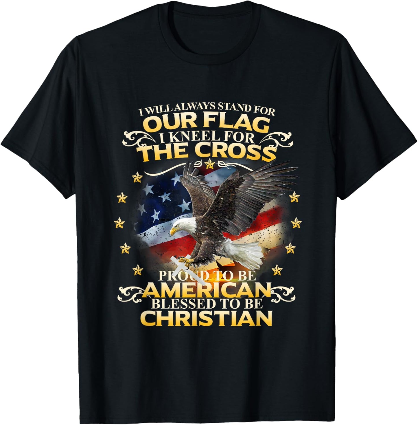Christian Patriotic American Flag shirt Kids Men T-Shirt - T-Shirt | Black