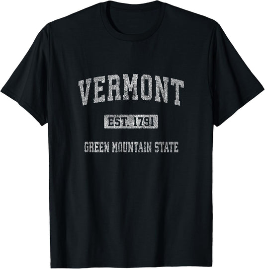 Retro Vermont Vintage Athletic Sports Design T-Shirt - T-Shirt | Black