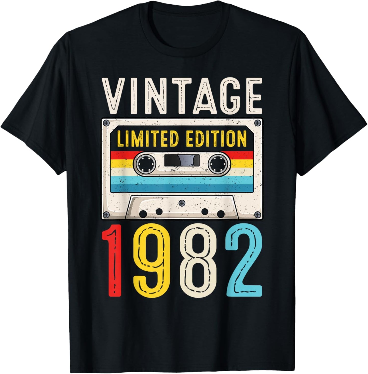 Retro 1982 Birthday Cassette Tape Classic Vintage 1982 T-Shirt - T-Shirt | Black
