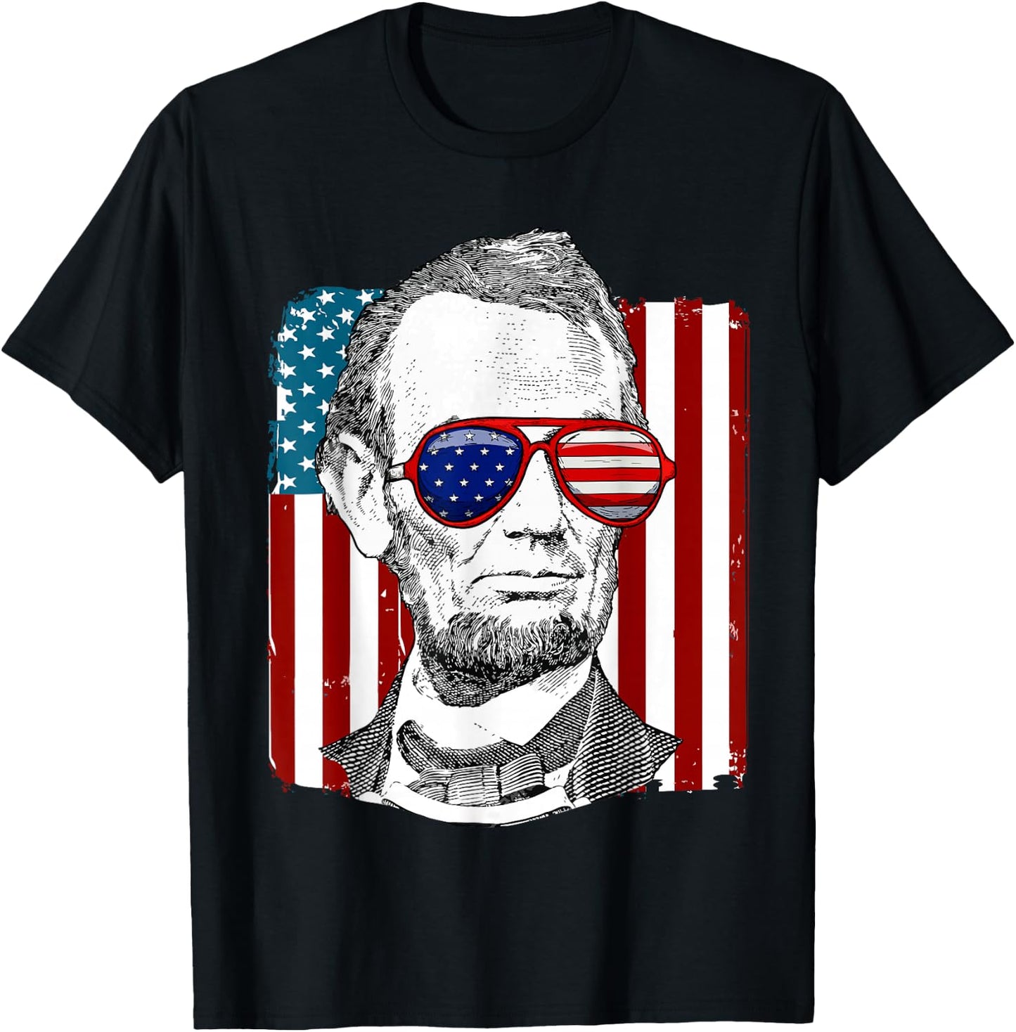 America USA Abe Lincoln 4th of July Men Boys Gift T-Shirt - T-Shirt | Black