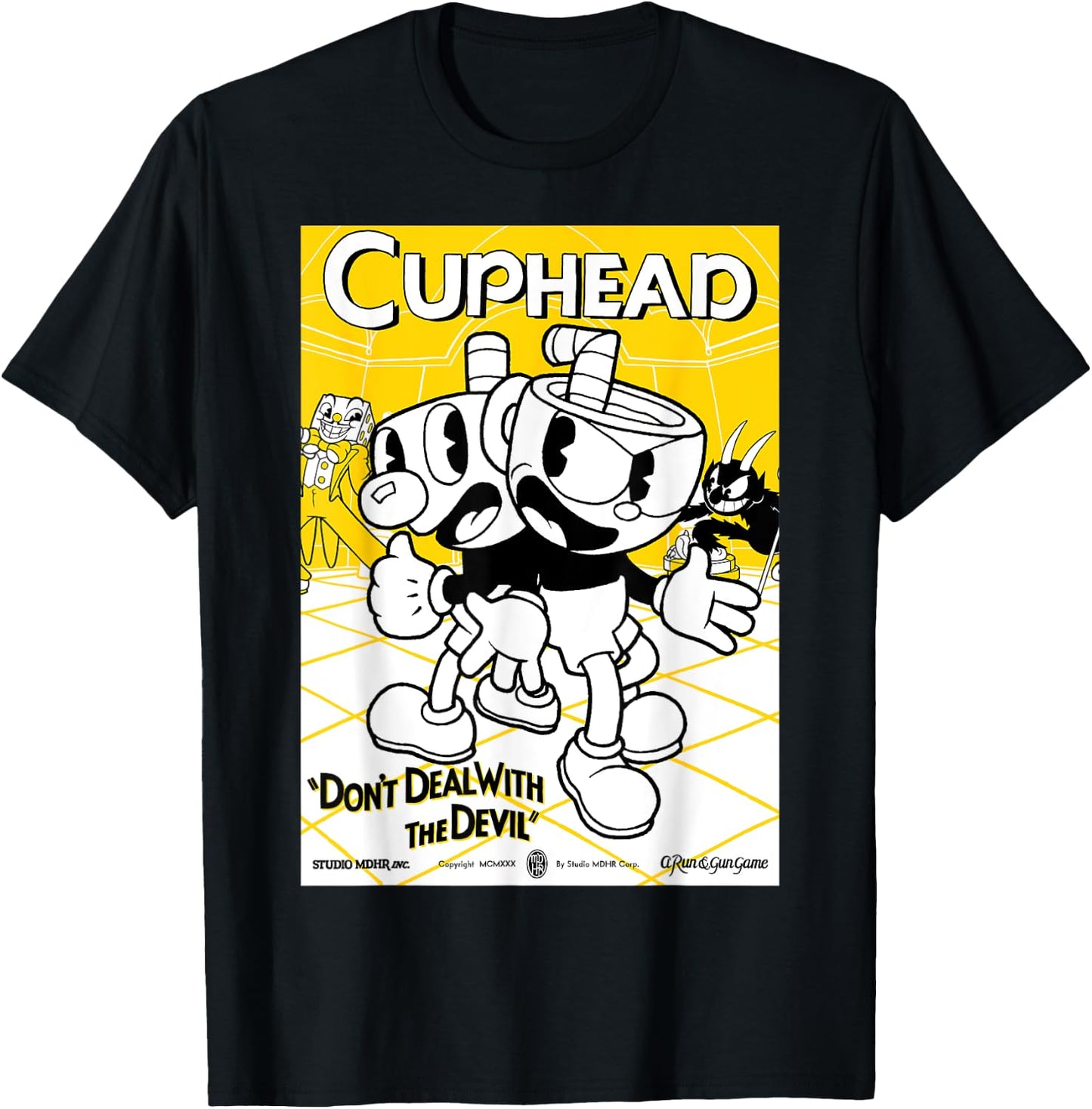 Cuphead Don't Deal With The Devil Poster T-Shirt - T-Shirt | Black
