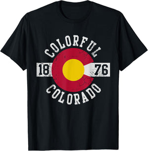 Colorful Colorado Flag T Shirt Gift T-Shirt - T-Shirt | Black