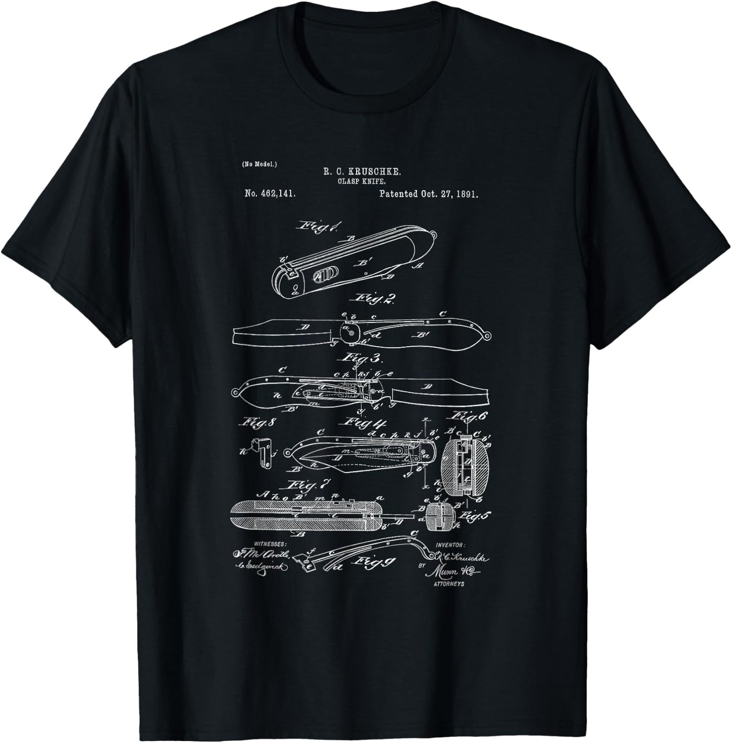 Pocket Knife Collector Vintage Patent Art T-Shirt - T-Shirt | Black