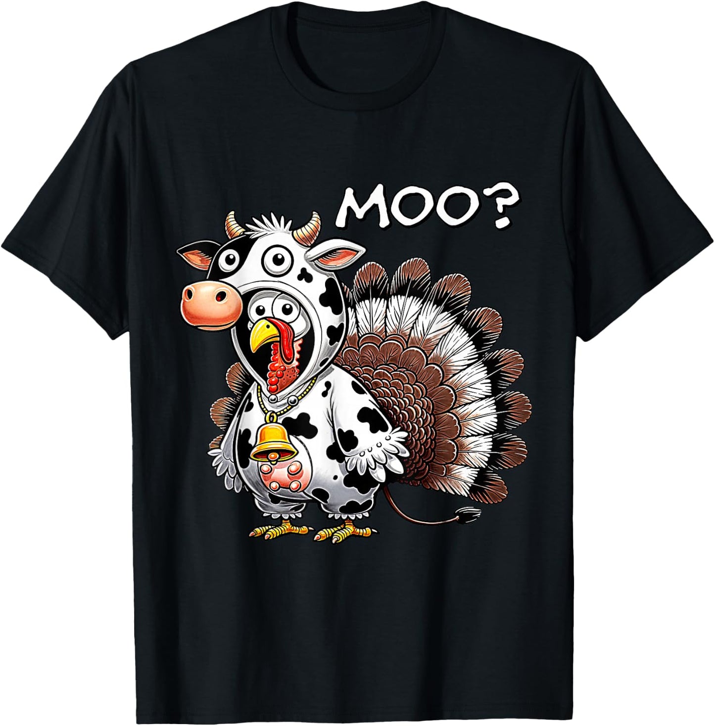 Turkey Moo Funny Turkey Men Women Boys Kids Thanksgiving T-Shirt - T-Shirt | Black