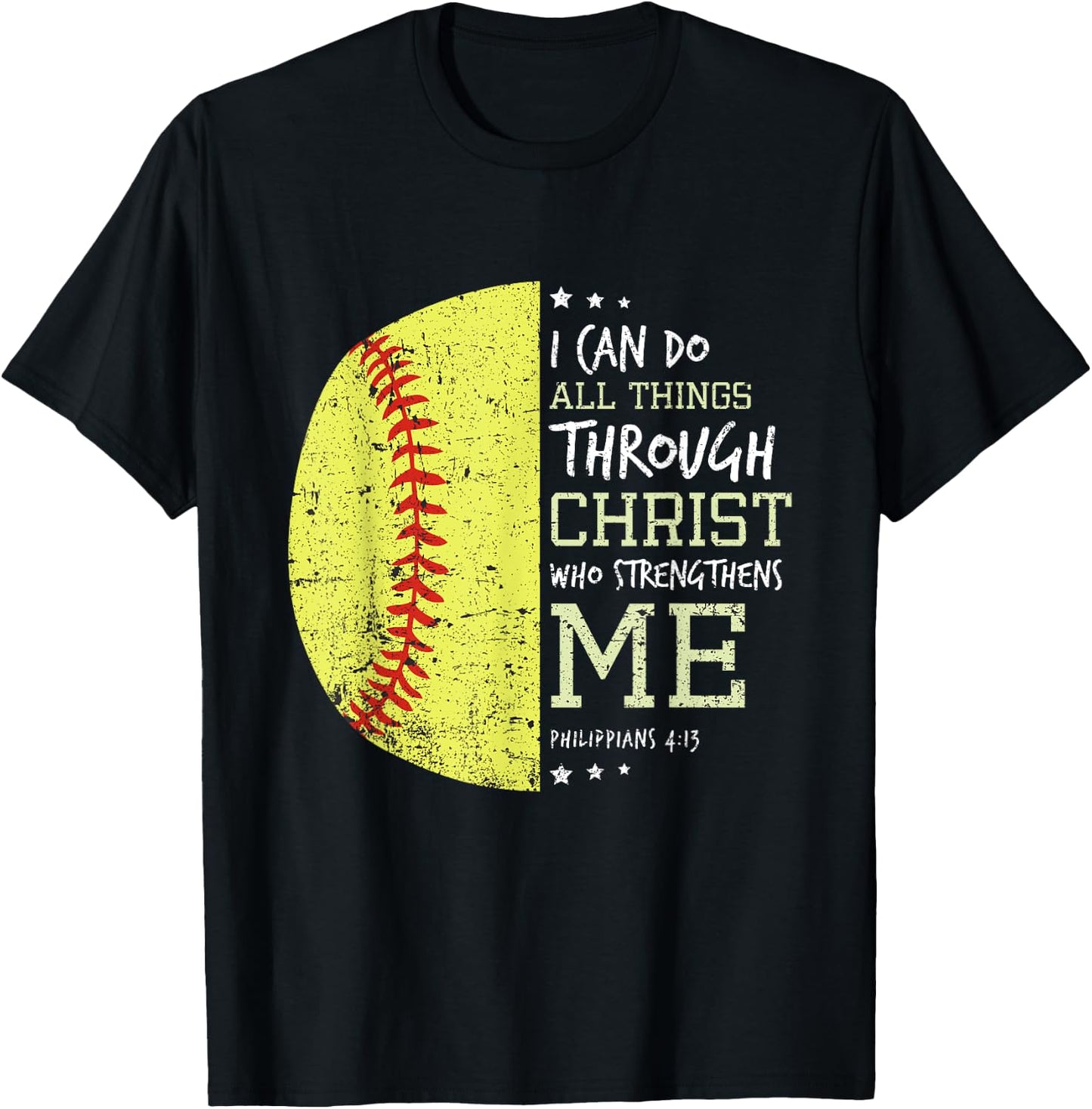 Philippians 4 13 I Can Do All Things Christian Softball T-Shirt - T-Shirt | Black
